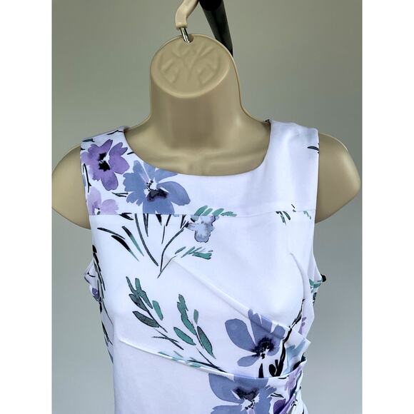 CALVIN KLEIN, SIZE 2, WHITE FLORAL KNEE LENGTH DRESS - Picture 3 of 7